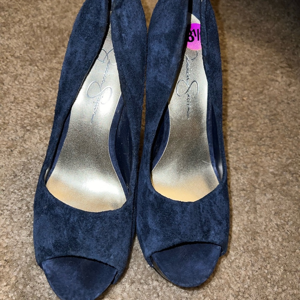 Jessica Simpson Peep Toe Pump- Navy Blue